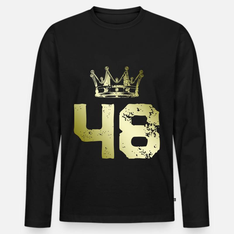 48 Zahl Krone - Männer Premium Bio Langarmshirt - Schwarz