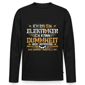 Ich bin Elektriker - Männer Premium Bio Langarmshirt - Schwarz - Vorne - Nico (187cm)