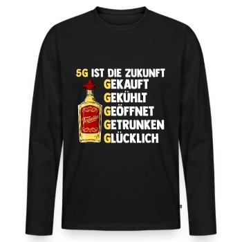5G ist die Zukunft Tequila - Männer Premium Bio Langarmshirt - Schwarz - Vorne - Nico (187cm)