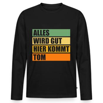 Tom - Männer Premium Bio Langarmshirt - Schwarz - Vorne - Nico (187cm)