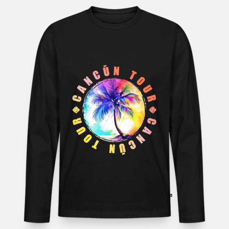 Cancun Tour Bunt - Männer Premium Bio Langarmshirt - Schwarz