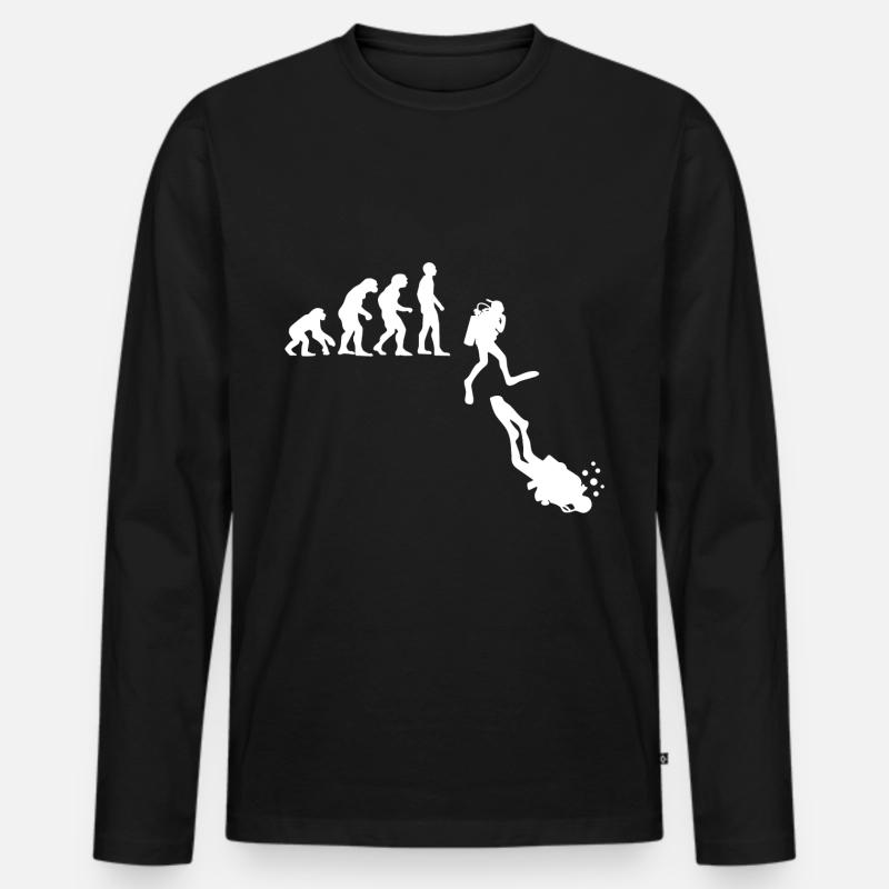Evolution de la plongée sous-marine - T-shirt manches longues Premium bio Homme - noir