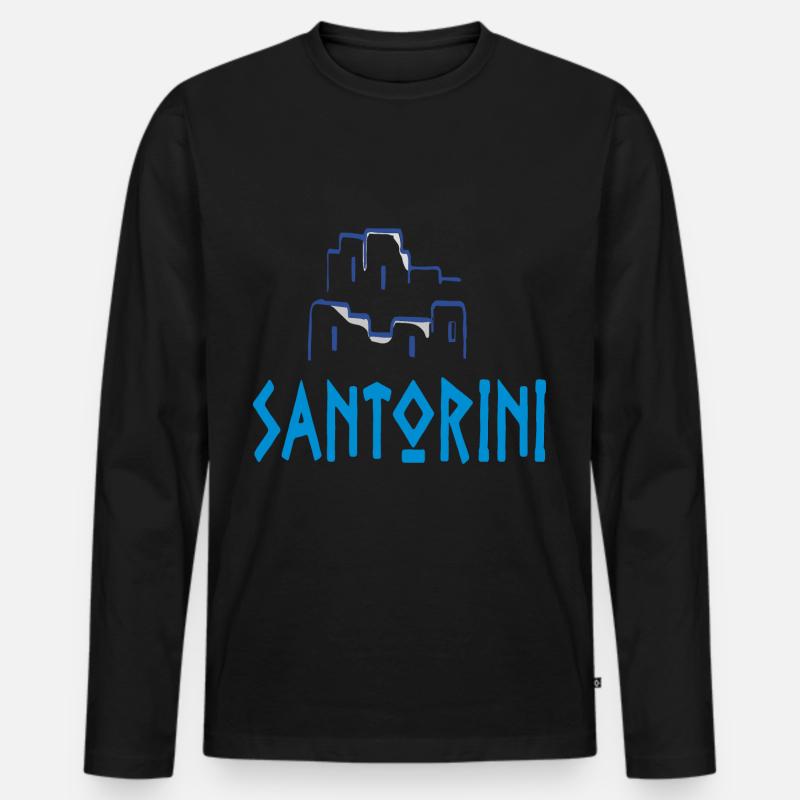 Santorini - Männer Premium Bio Langarmshirt - Schwarz