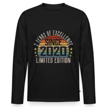 Limited Edition 2020 Geschenk Zum 2. Geburtstag - Männer Premium Bio Langarmshirt - Schwarz - Vorne - Nico (187cm)