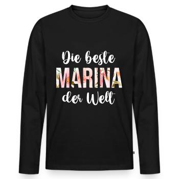 Marina - Männer Premium Bio Langarmshirt - Schwarz - Vorne - Nico (187cm)