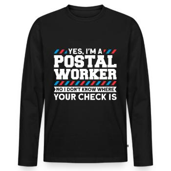 Postbote Briefträger Brief Paketdienst Geschenk - Männer Premium Bio Langarmshirt - Schwarz - Vorne - Nico (187cm)