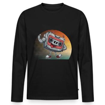 Cassette - T-shirt manches longues Premium bio Homme - noir - Devant - Nico (187cm)