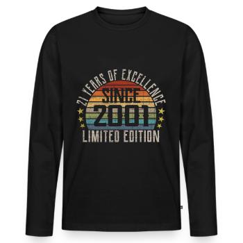Édition Limitée 2001 Cadeau pour le 21ème anniversaire - T-shirt manches longues Premium bio Homme - noir - Devant - Nico (187cm)
