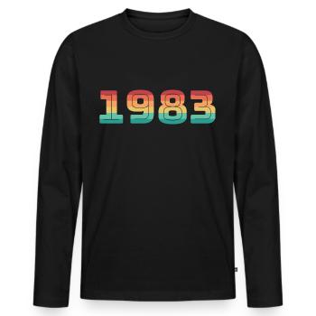 Jahrgang 1983 Geburtsjahr Vintage Geburtsdatum - Männer Premium Bio Langarmshirt - Schwarz - Vorne - Nico (187cm)