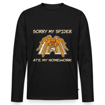 Mon araignée a mangé mes devoirs - T-shirt manches longues Premium bio Homme - noir - Devant - Nico (187cm)