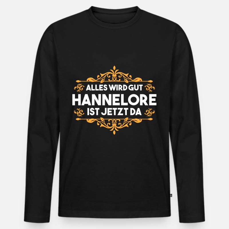 Hannelore - Männer Premium Bio Langarmshirt - Schwarz