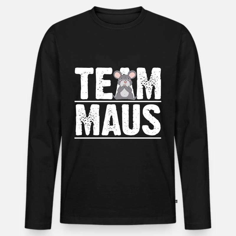 Team Maus - Männer Premium Bio Langarmshirt - Schwarz