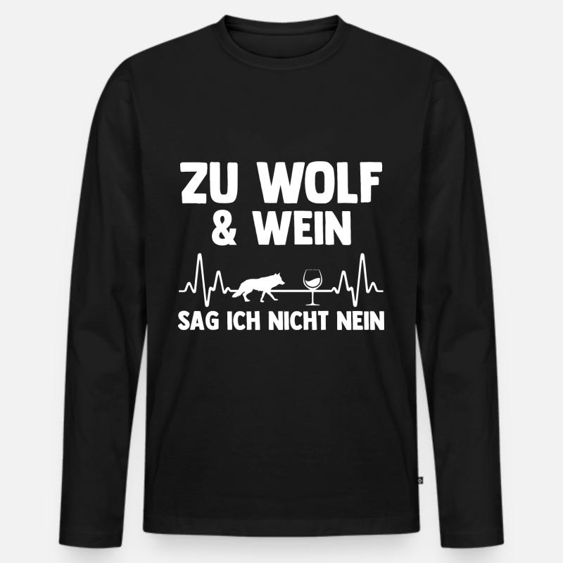 Tier Waldtier Wolf - Männer Premium Bio Langarmshirt - Schwarz