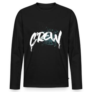 Crew - Männer Premium Bio Langarmshirt - Schwarz - Vorne - Nico (187cm)
