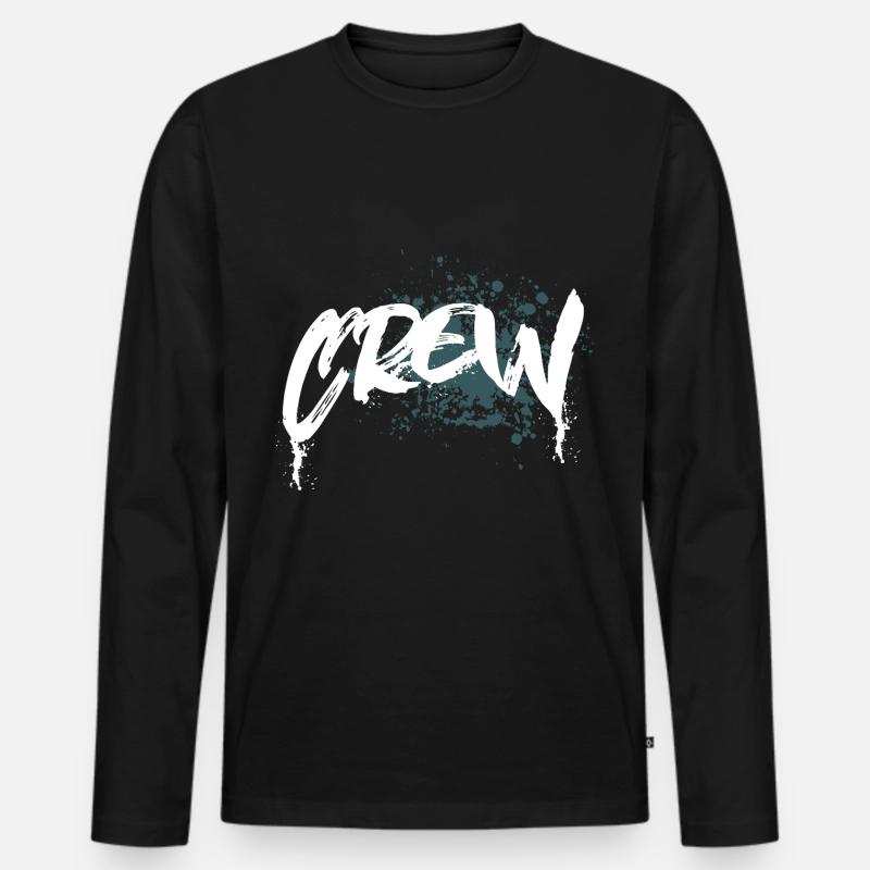 Crew - Männer Premium Bio Langarmshirt - Schwarz