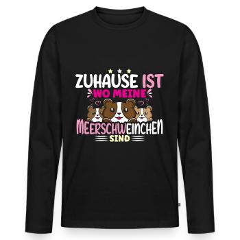 Zuhause ist wo meine Meerschweinchen sind - Männer Premium Bio Langarmshirt - Schwarz - Vorne - Nico (187cm)