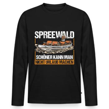 Spreewald schöner kann man nicht Urlaub machen - Männer Premium Bio Langarmshirt - Schwarz - Vorne - Nico (187cm)