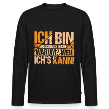 Vermessungstechniker Vermessung - Männer Premium Bio Langarmshirt - Schwarz - Vorne - Nico (187cm)