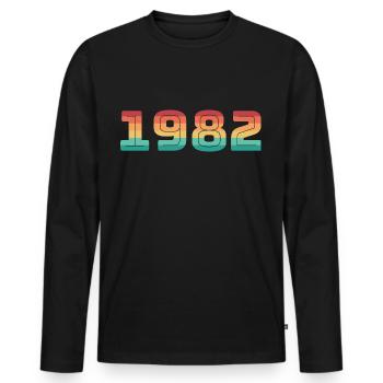 Jahrgang 1982 Geburtsjahr Vintage Geburtsdatum - Männer Premium Bio Langarmshirt - Schwarz - Vorne - Nico (187cm)