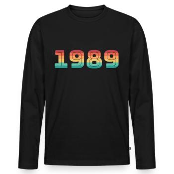 Jahrgang 1989 Geburtsjahr Vintage Geburtsdatum - Männer Premium Bio Langarmshirt - Schwarz - Vorne - Nico (187cm)