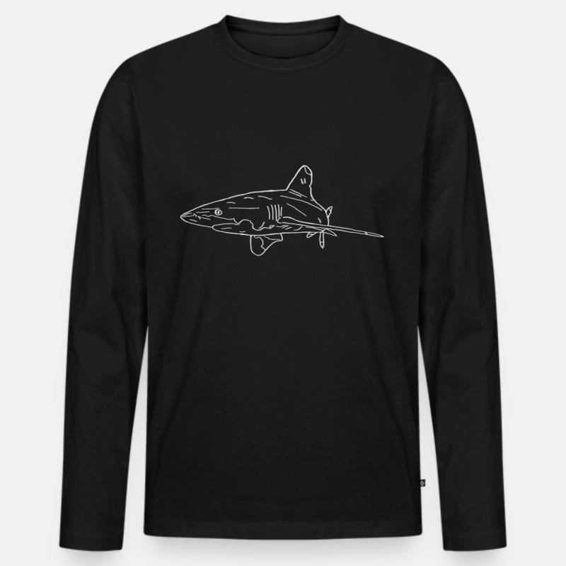 Hai - Männer Premium Bio Langarmshirt - Schwarz