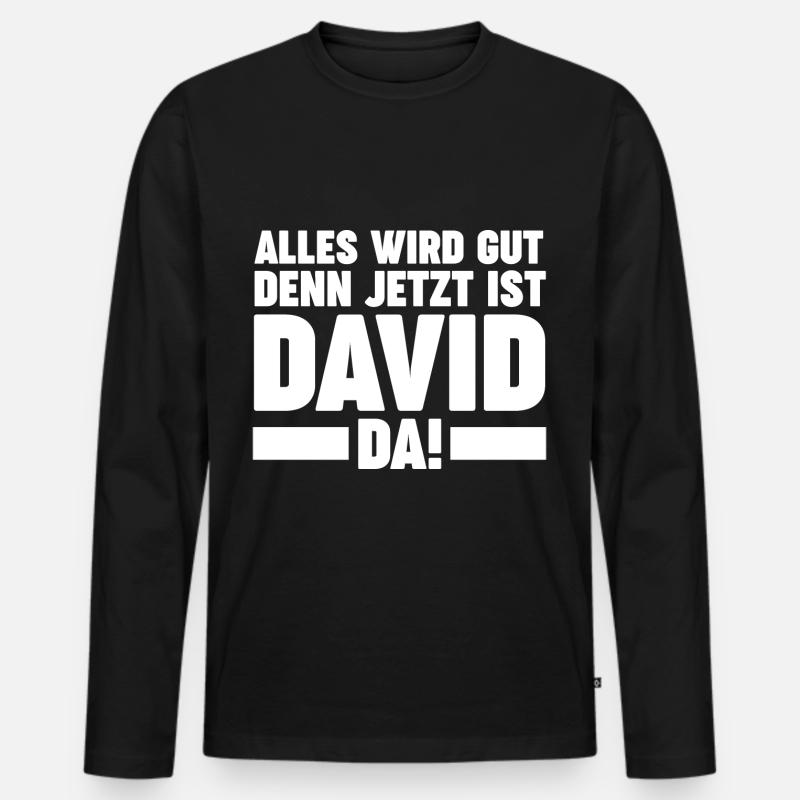 David - Männer Premium Bio Langarmshirt - Schwarz