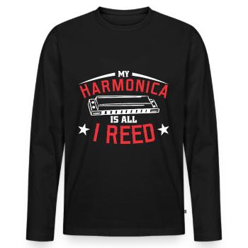 Harmoniciste Harmoniciste Orgue à bouche - T-shirt manches longues Premium bio Homme - noir - Devant - Nico (187cm)