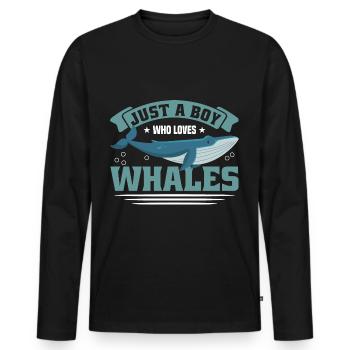 Whale Watching Whale Watching Orca Blue Whale - Men's Premium Organic Long Sleeve Shirt - black - Front - Nico (187cm)