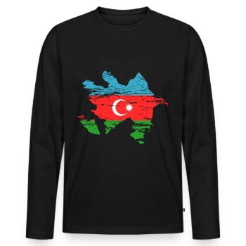 Aserbaidschan Landkarte used - Männer Premium Bio Langarmshirt - Schwarz - Vorne - Nico (187cm)