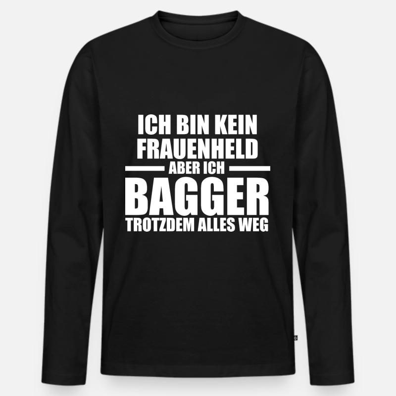 Baggerfahrer Maschinenführer Tiefbauer Bagger - Männer Premium Bio Langarmshirt - Schwarz