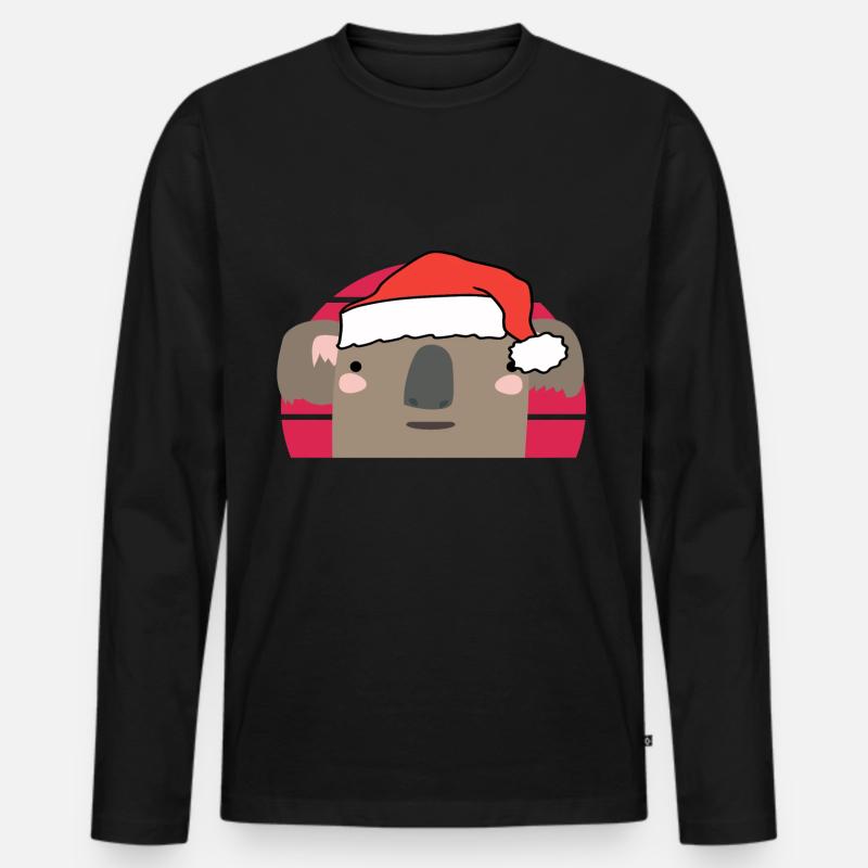 Weihnachten Koala - Männer Premium Bio Langarmshirt - Schwarz