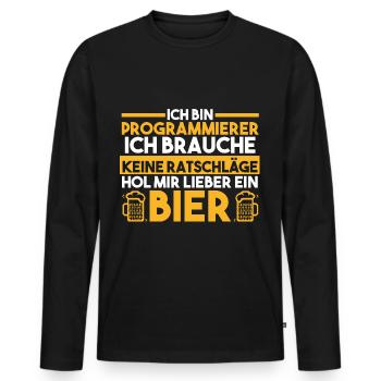 Programmieren Entwickler Coder Bier Programmierer - Männer Premium Bio Langarmshirt - Schwarz - Vorne - Nico (187cm)