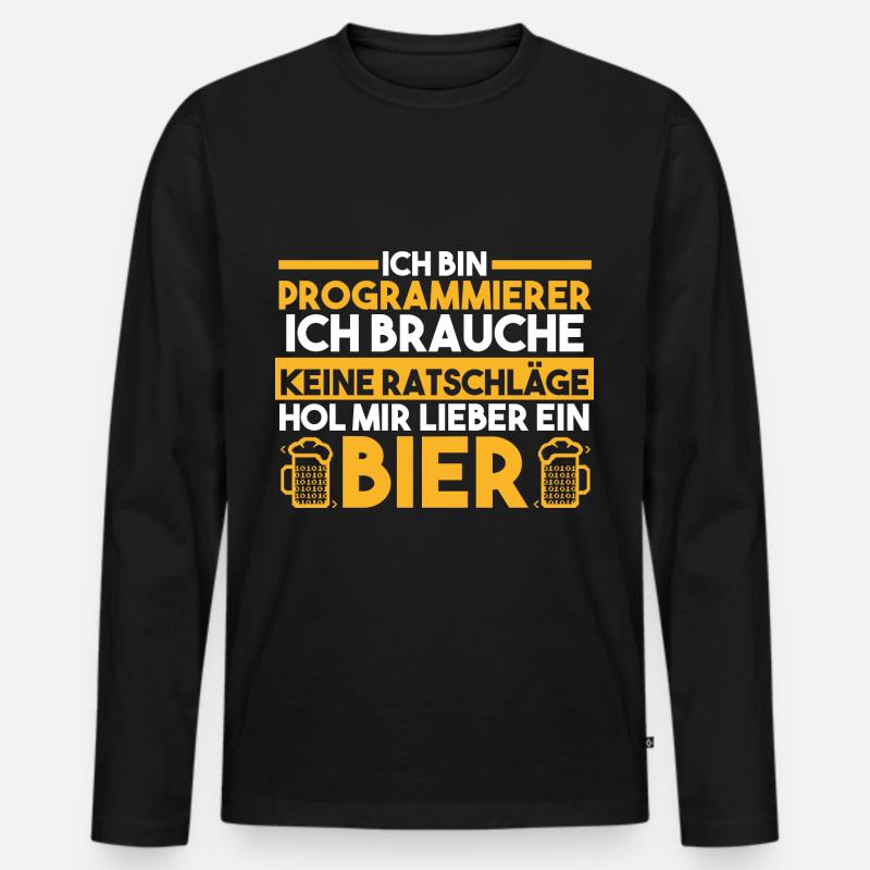 Programmieren Entwickler Coder Bier Programmierer - Männer Premium Bio Langarmshirt - Schwarz