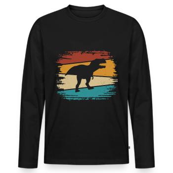 T-Rex - Männer Premium Bio Langarmshirt - Schwarz - Vorne - Nico (187cm)