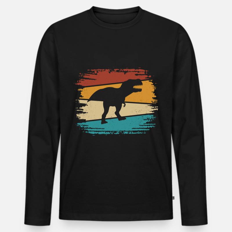 T-Rex - Männer Premium Bio Langarmshirt - Schwarz