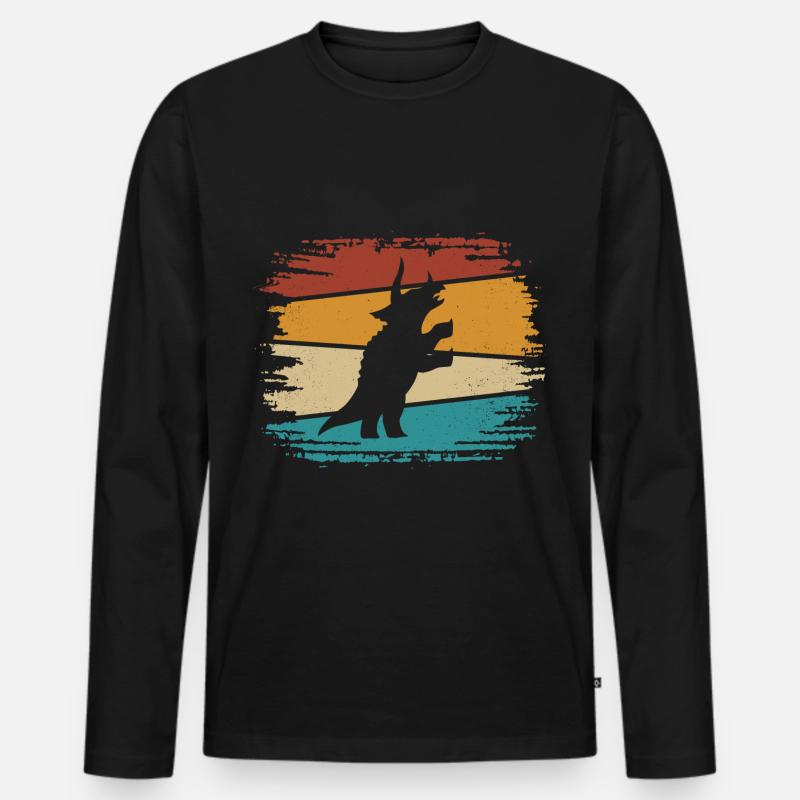 Dino Dinosaurier Triceratops - Männer Premium Bio Langarmshirt - Schwarz