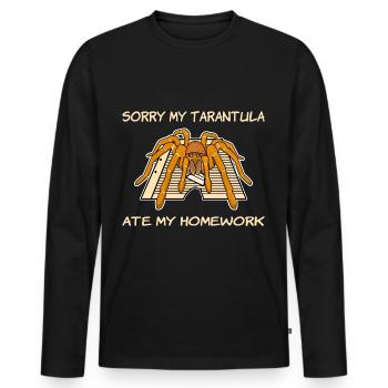 Ma tarentule a mangé mes devoirs - T-shirt manches longues Premium bio Homme - noir - Devant - Nico (187cm)