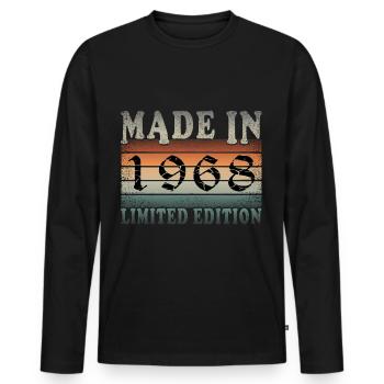55. Geburtstag Jahrgang 1968 Vintage 1968 - Männer Premium Bio Langarmshirt - Schwarz - Vorne - Nico (187cm)