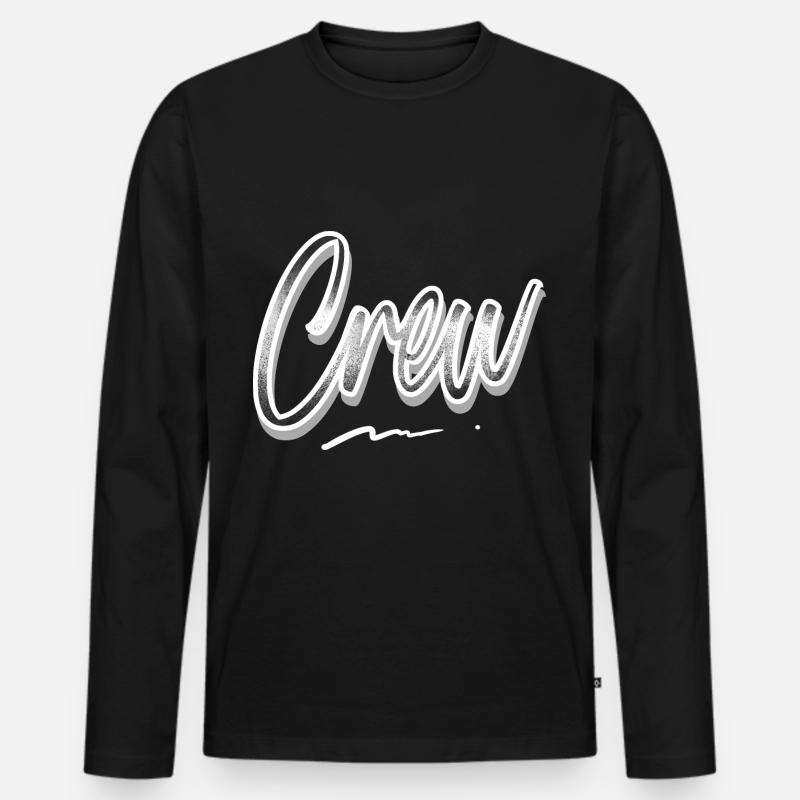 Crew - Männer Premium Bio Langarmshirt - Schwarz