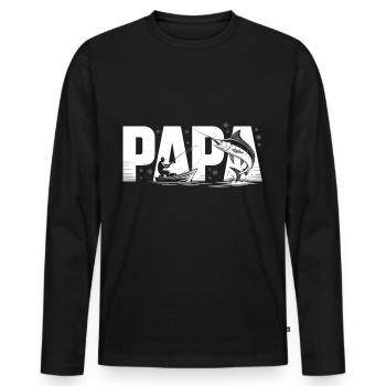 Papa beim Angeln - Männer Premium Bio Langarmshirt - Schwarz - Vorne - Nico (187cm)