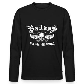 Dur à cuire à l’ancienne1 - T-shirt manches longues Premium bio Homme - noir - Devant - Nico (187cm)