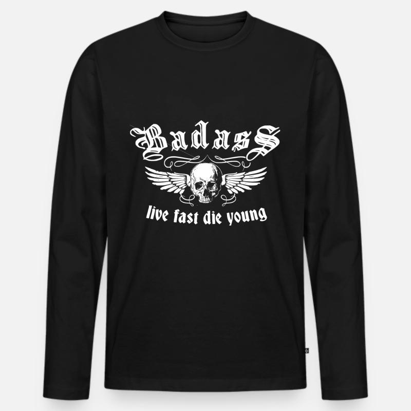 Badass Oldschool1 - Männer Premium Bio Langarmshirt - Schwarz