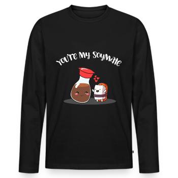 Tu es ma soymate drôle de sauce soja Sushi - T-shirt manches longues Premium bio Homme - noir - Devant - Nico (187cm)