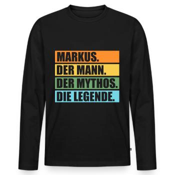 Markus - Männer Premium Bio Langarmshirt - Schwarz - Vorne - Nico (187cm)