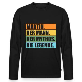 Martin - T-shirt manches longues Premium bio Homme - noir - Devant - Nico (187cm)