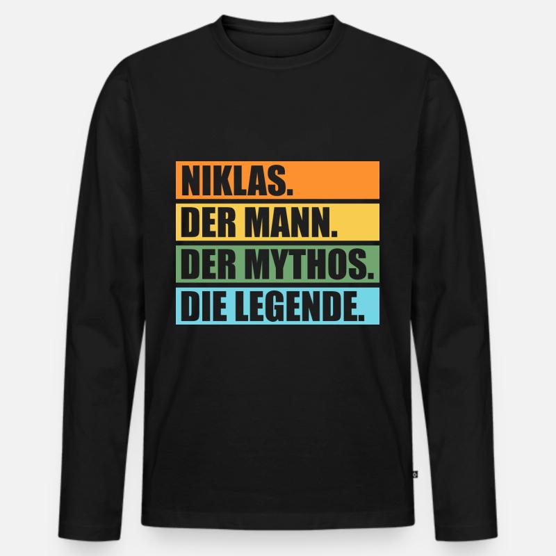 Niklas - Männer Premium Bio Langarmshirt - Schwarz