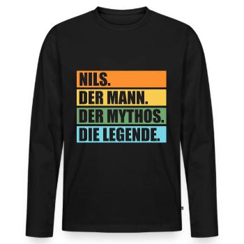 Nils - Männer Premium Bio Langarmshirt - Schwarz - Vorne - Nico (187cm)