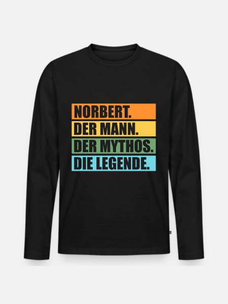 Norbert - Männer Premium Bio Langarmshirt - Schwarz