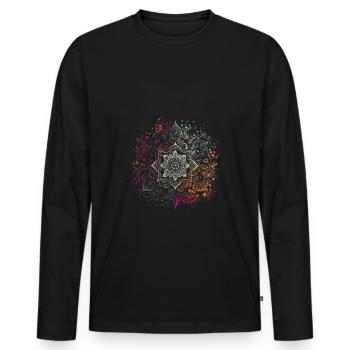Buntes Airbrush Tinte Boho Mandala - Männer Premium Bio Langarmshirt - Schwarz - Vorne - Nico (187cm)