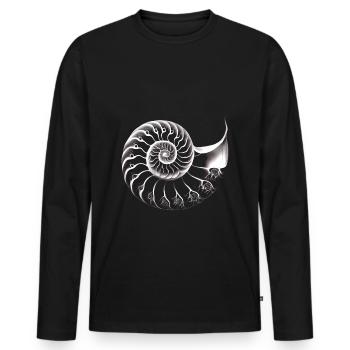 Nautilus/ Golden ratio minimalist - Men's Premium Organic Long Sleeve Shirt - black - Front - Nico (187cm)
